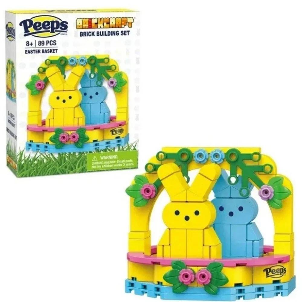 Brickcraft Peeps Easter Basket Blue Yellow Brick Building Kit 89 Piece Set NEW